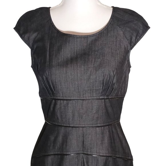 Calvin Klein Charcoal Grey Cotton Sheath Dress in Charcoal Grey Size 6‎ - Picture 2 of 14